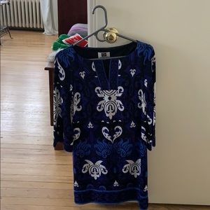 Laundry by Design blue,black white dress.